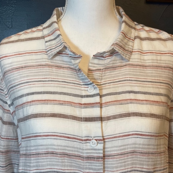 Garnet Hill Striped Linen Button Down Shirt - Picture 4 of 9